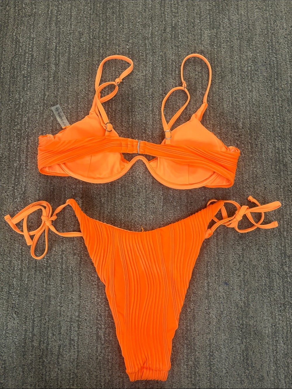 ZAFUL neon orange ribbed two-piece bikini set - Picture 2 of 4